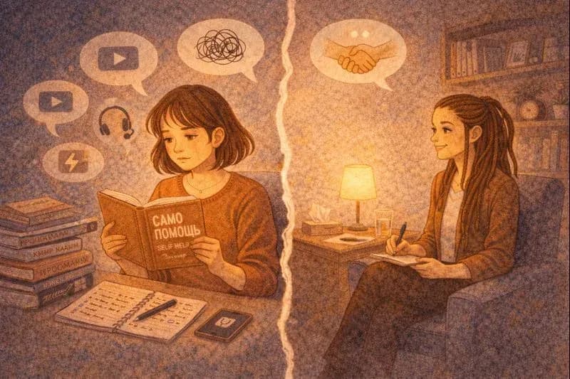 Почему книги и практики самопомощи не заменяют терапию